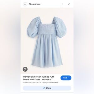 Abercrombie Emerson Ruched Puff Sleeve Mini Dress